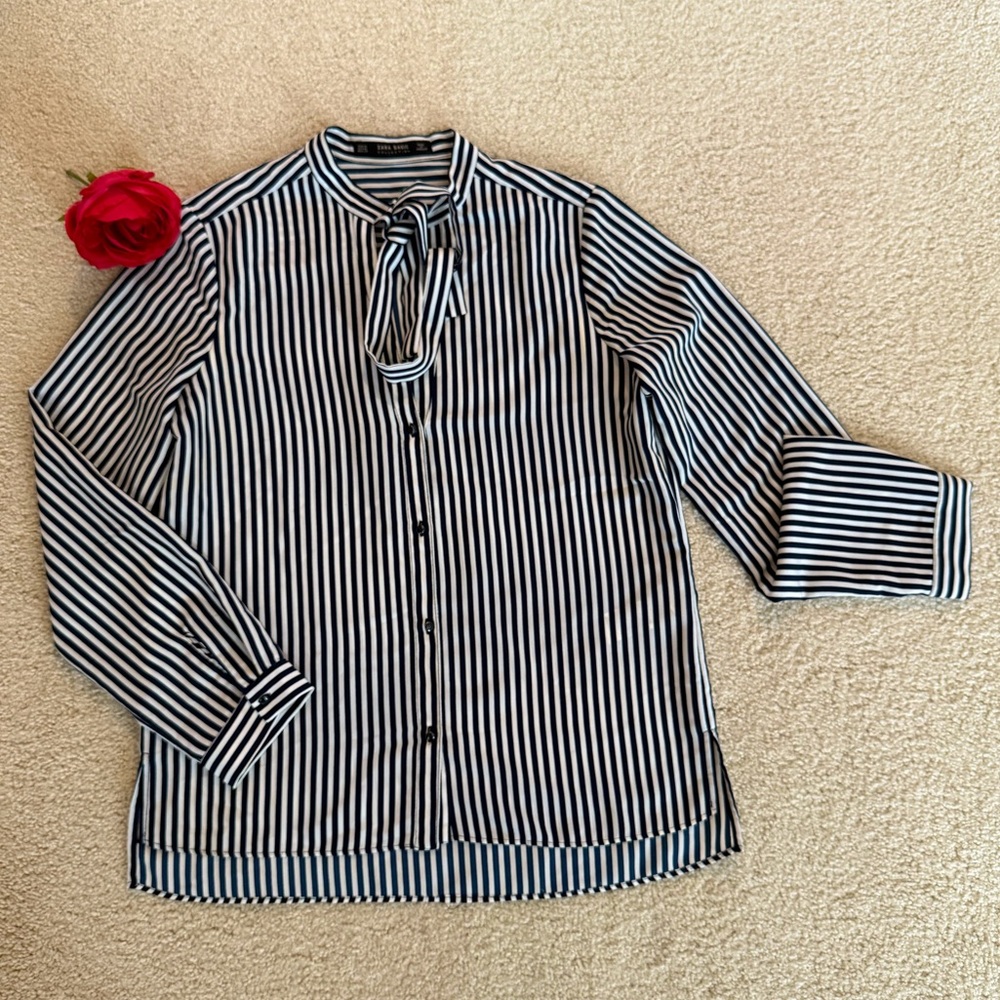 NWOT Zara Tie-Collar Shirt